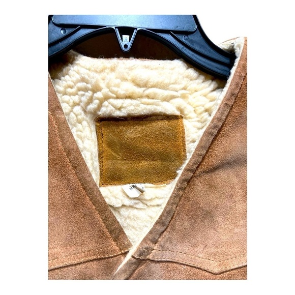 Vintage Children’s Fleece Lined Suede Western Snap Front Vest - Picture 3 of 3